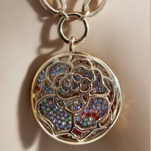 Swarovski Crystals in a Cage Rose Pendant Necklace Flapper Monday Noon